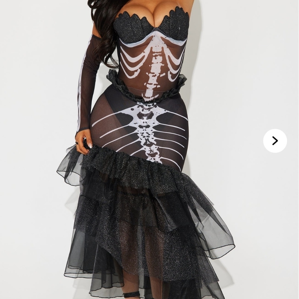 Fashion Nova Black Skeleton Asymmetrical Dress